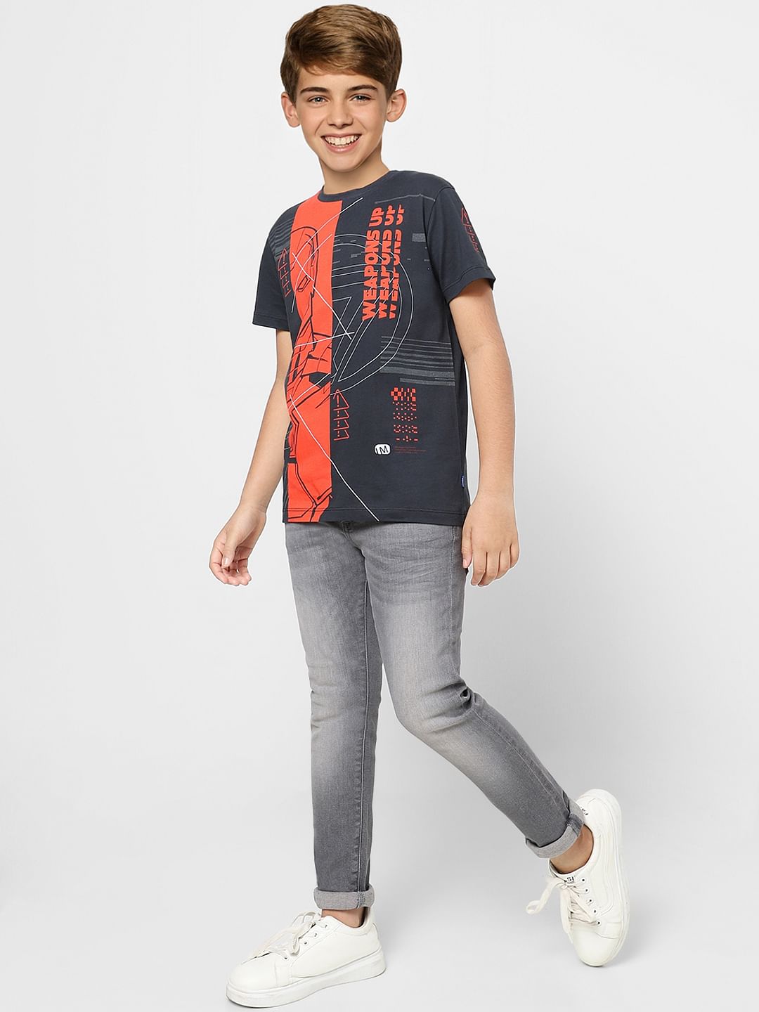 Boys X Marvel Black Iron man Crew Neck T-shirt - 9/10Y