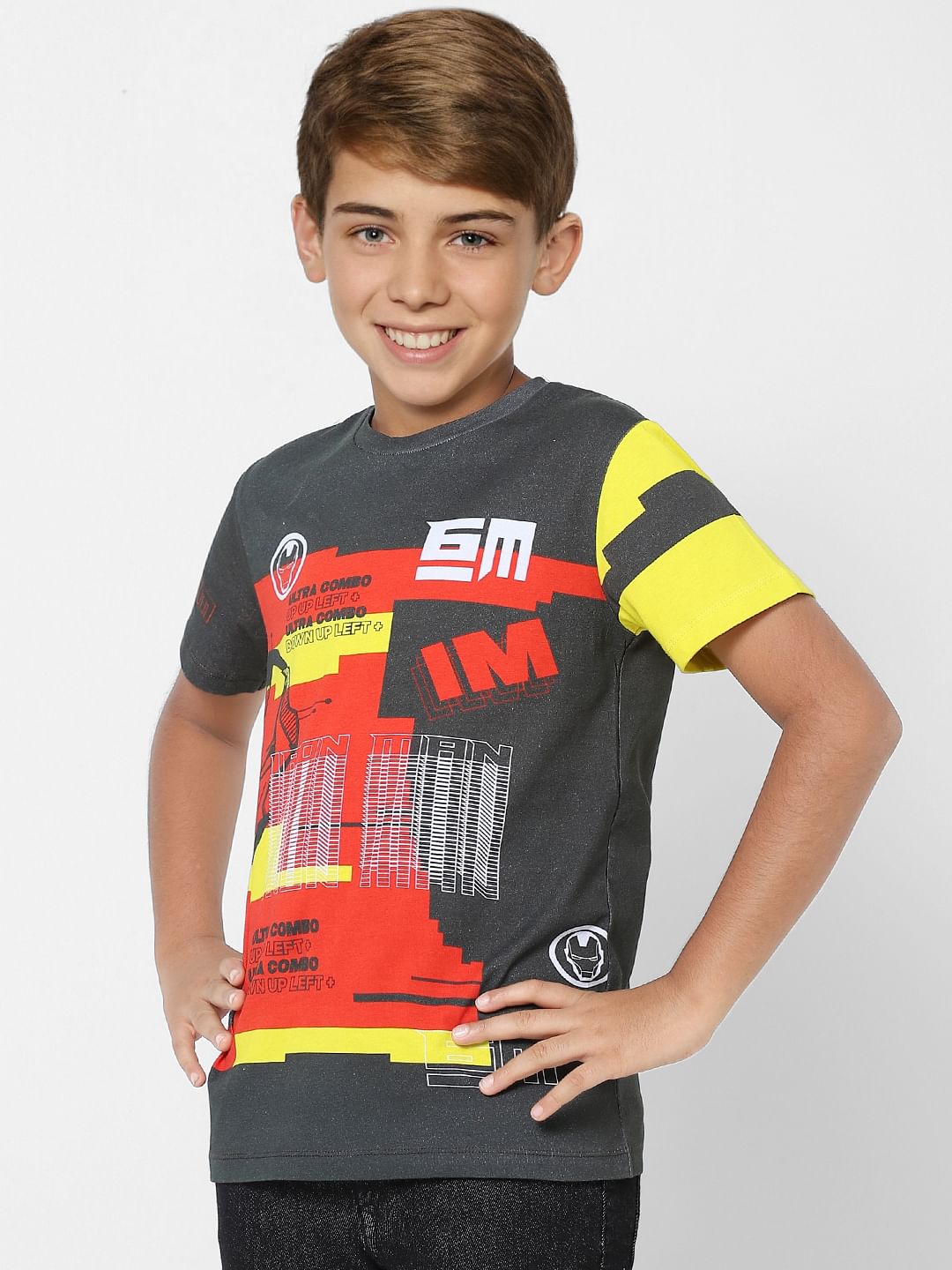 Boys X Marvel Black Iron Man Crew Neck T-shirt