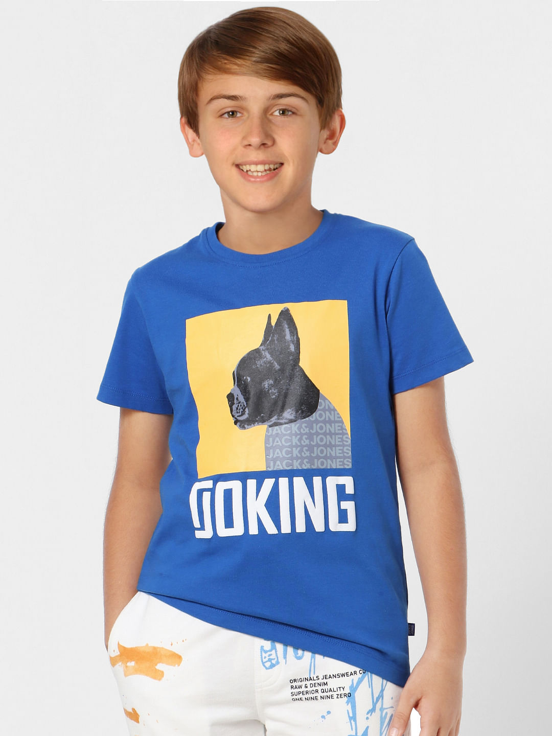 Boys Blue Graphic Print Crew Neck T-shirt