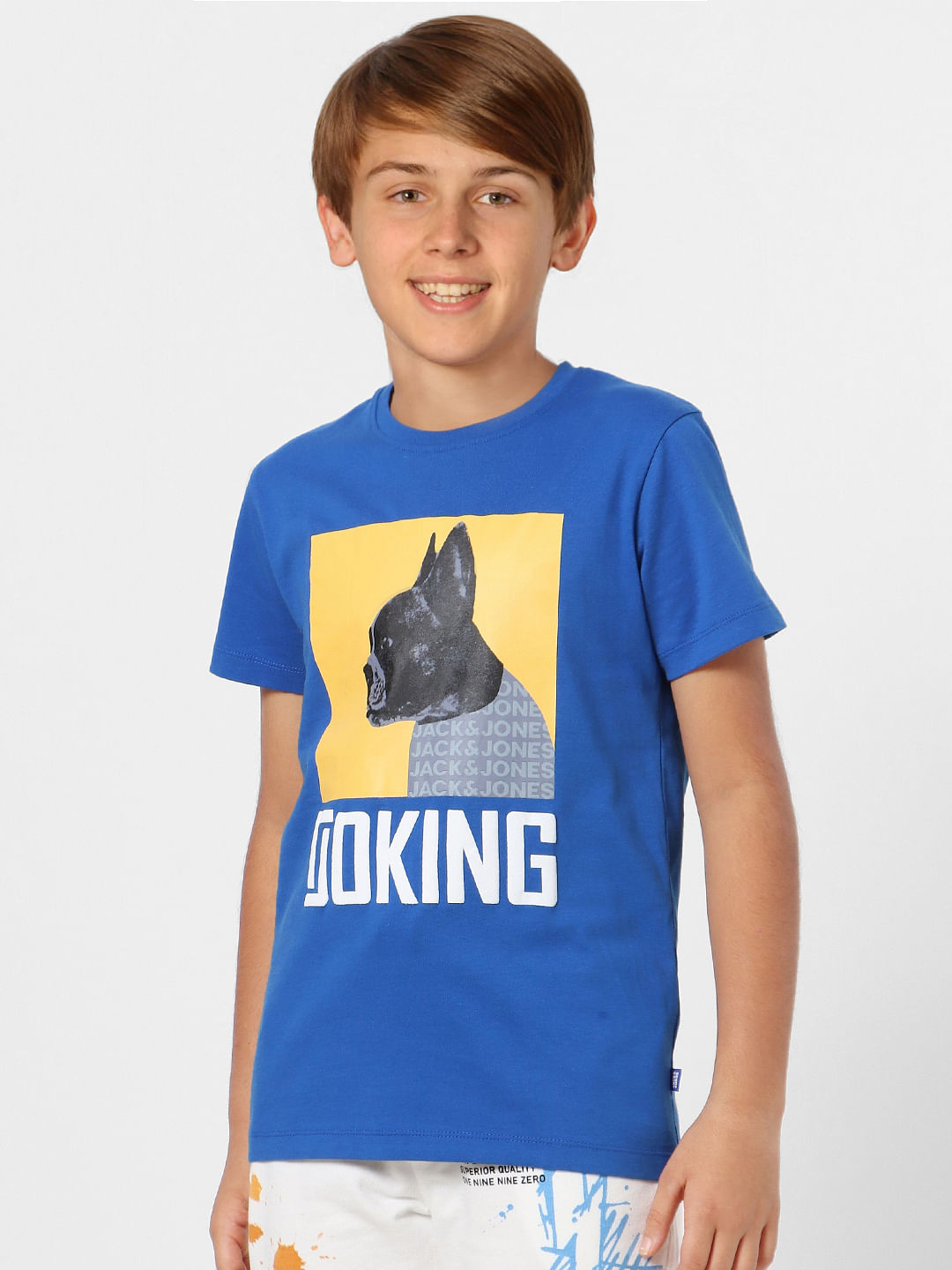 Boys Blue Graphic Print Crew Neck T-shirt