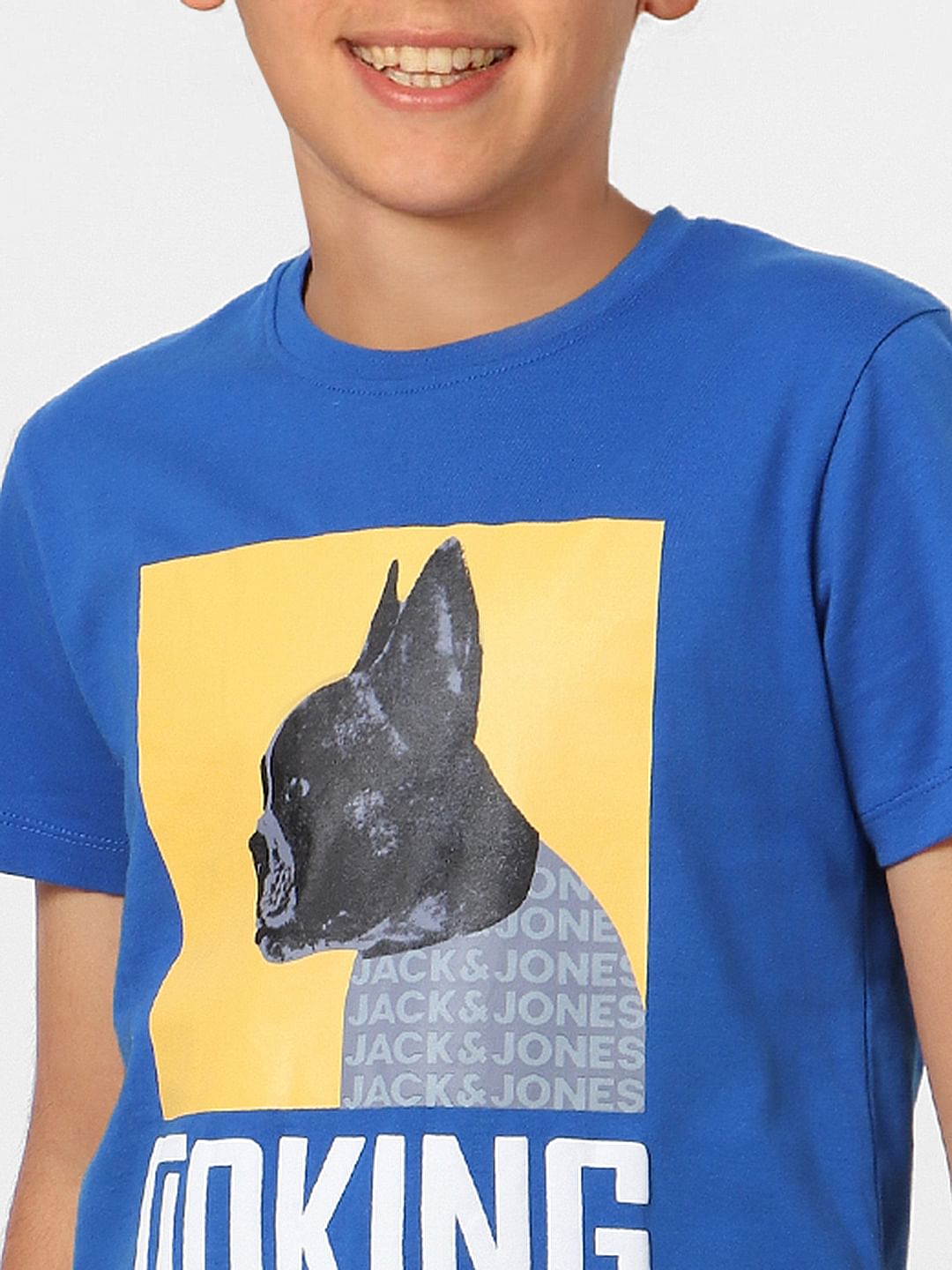 Boys Blue Graphic Print Crew Neck T-shirt