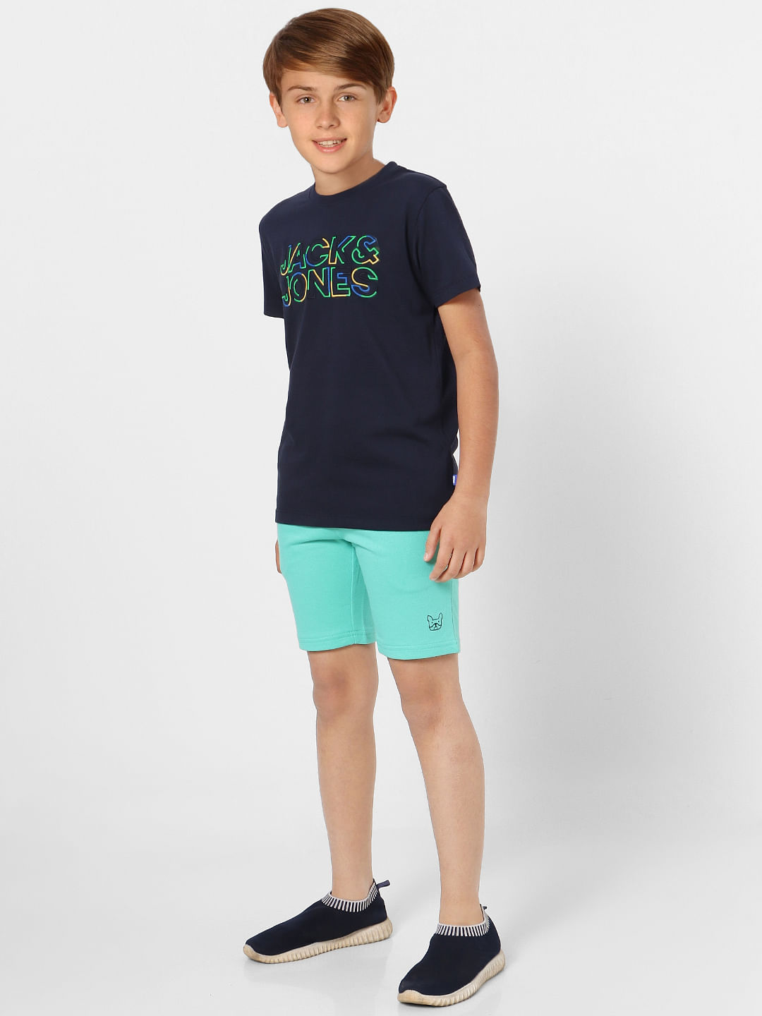 Boys Navy Blue Logo Print Crew Neck T-shirt - 4/5Y