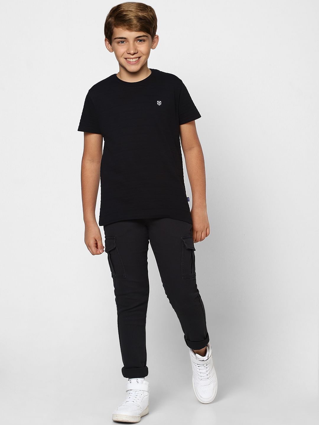 Boys Black Crew Neck T-shirt - 4/5Y