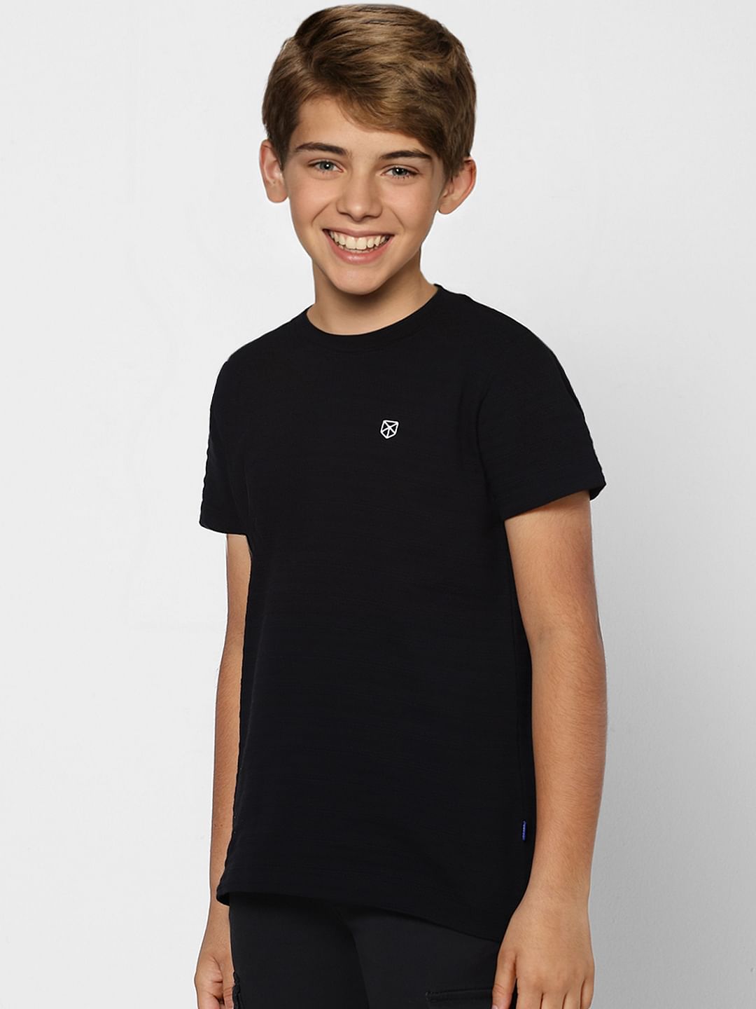 Boys Black Crew Neck T-shirt