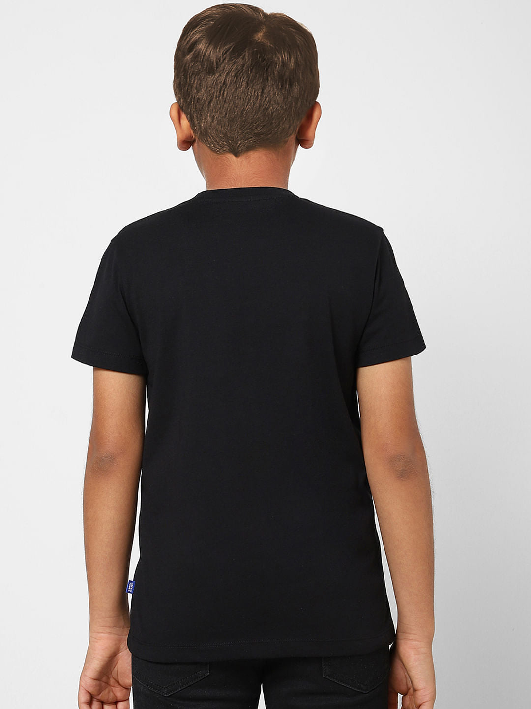 Boys Black Graphic Print Crew Neck T-shirt