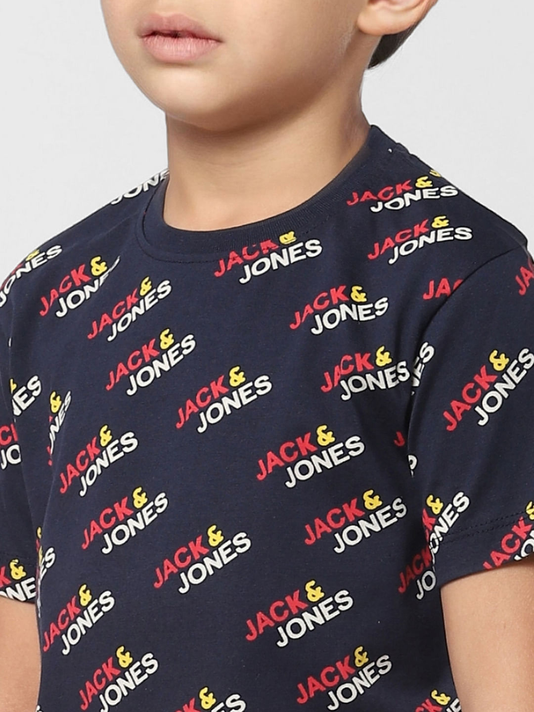 Boys Blue Logo Print Crew Neck T-shirt