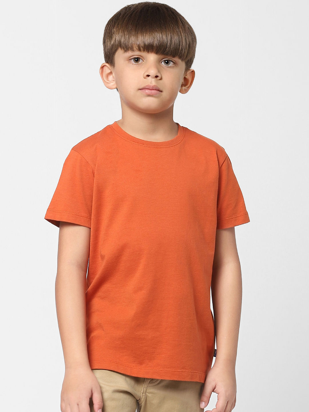 Boys Orange Crew Neck T-shirt - 4/5Y