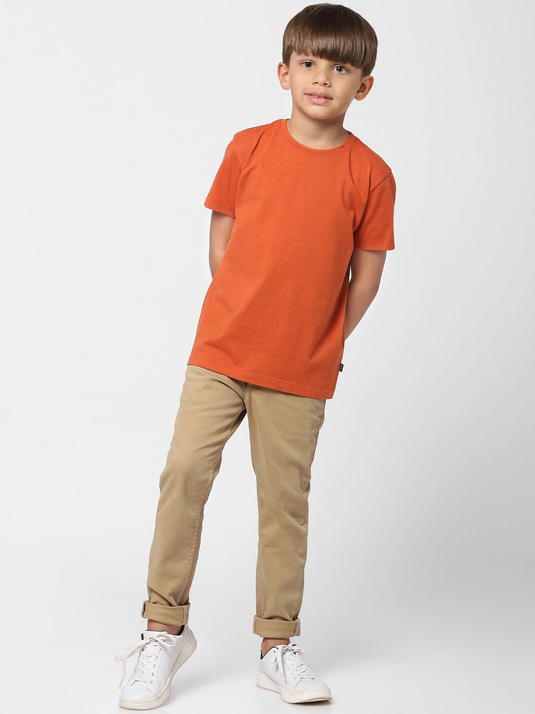 Boys Orange Crew Neck T-shirt