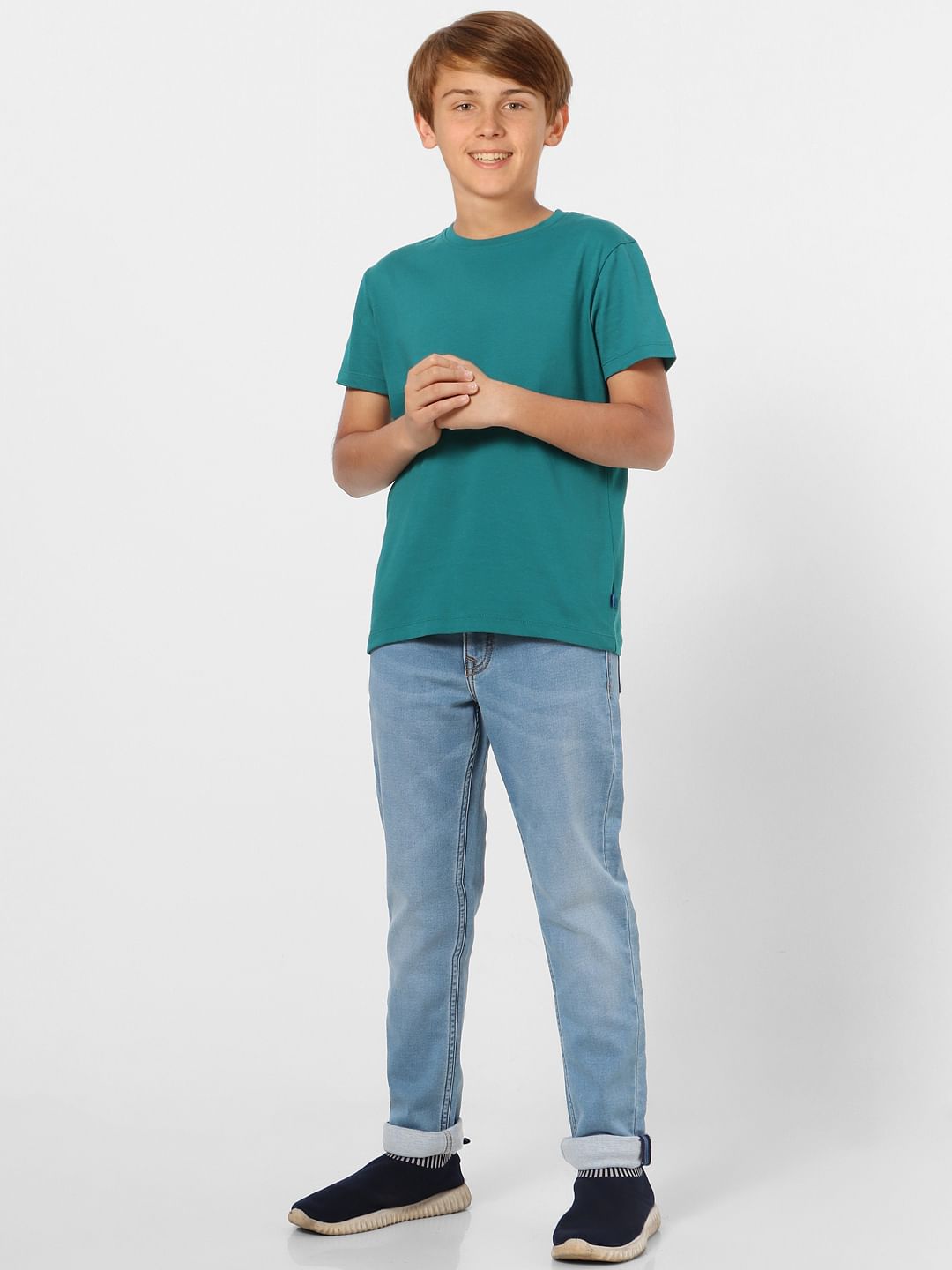 Boys Teal Crew Neck T-shirt - 7/8Y