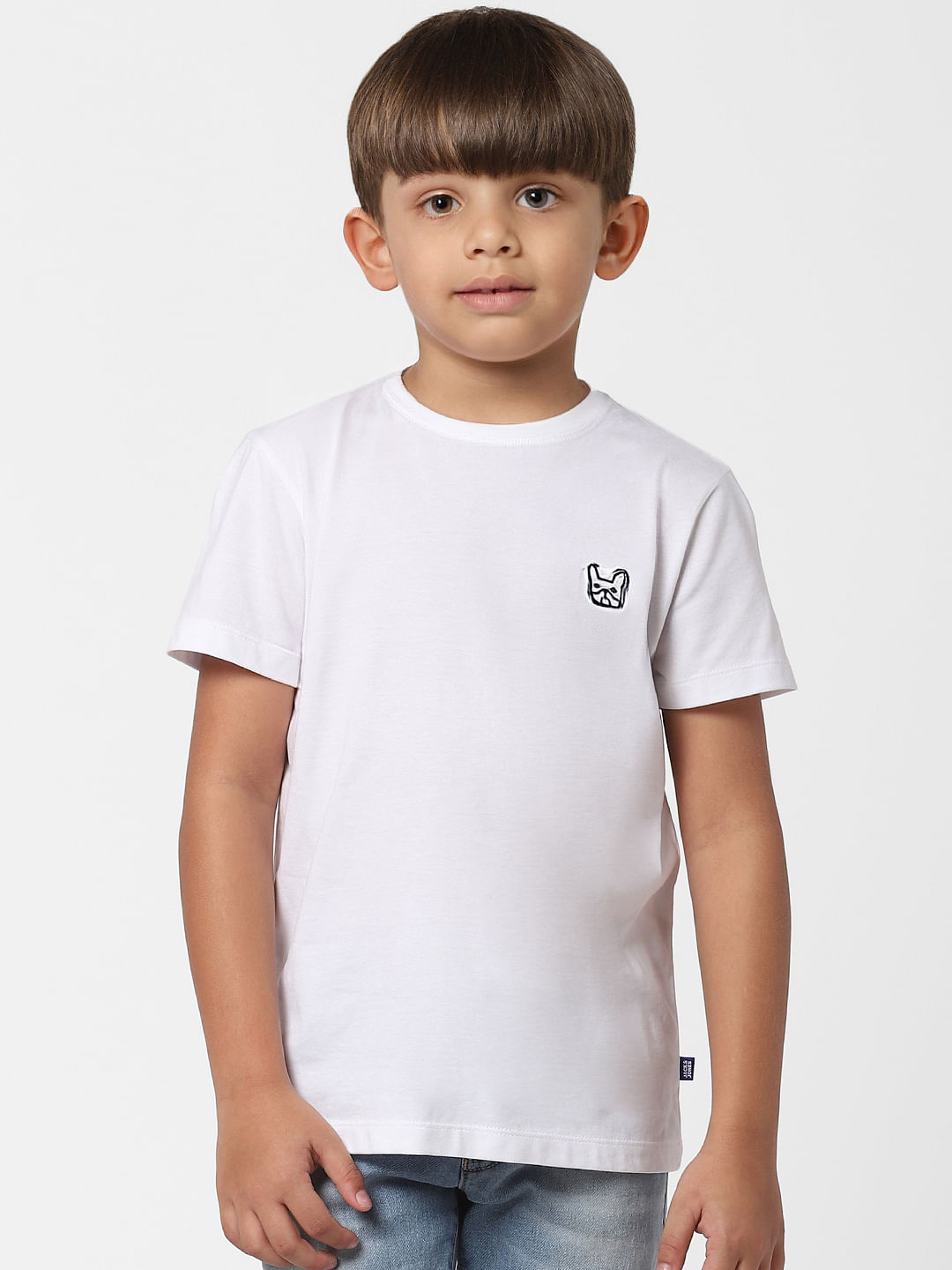 Boys White Crew Neck T-shirt - 4/5Y