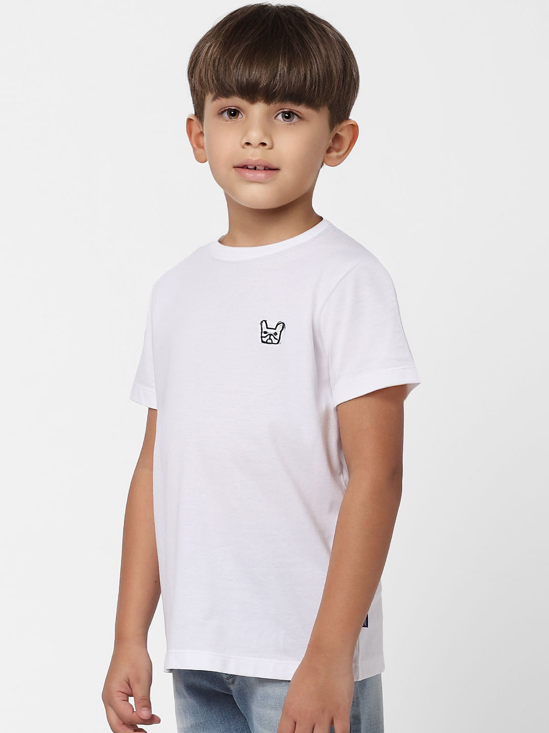 Boys White Crew Neck T-shirt