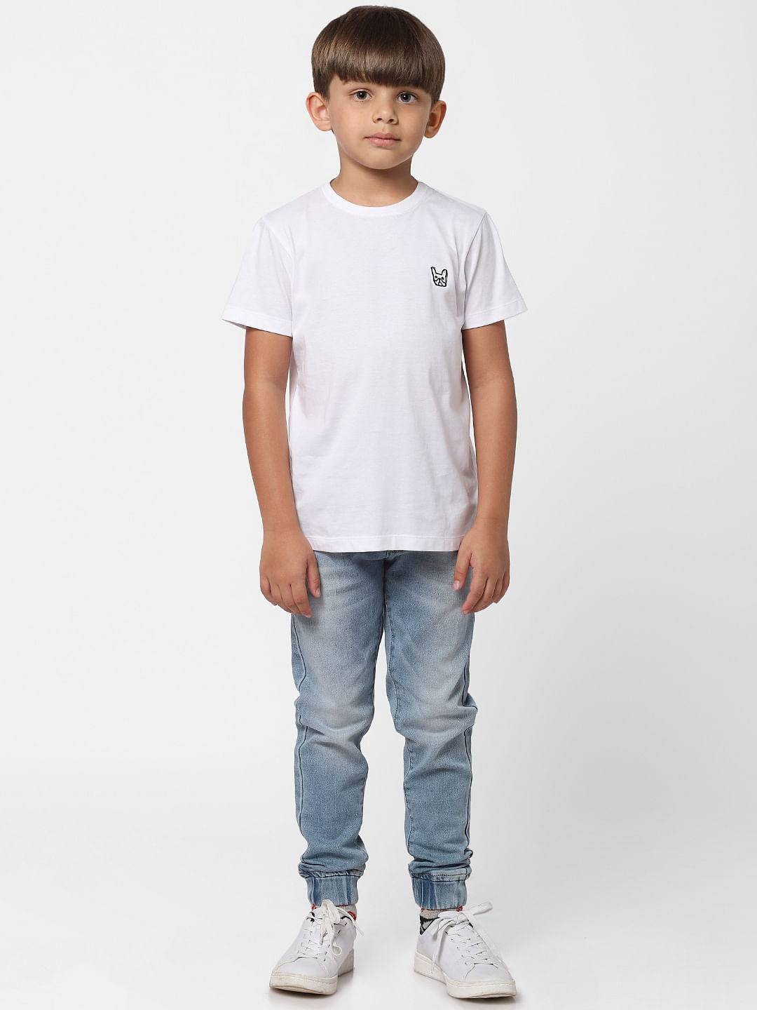 Boys White Crew Neck T-shirt