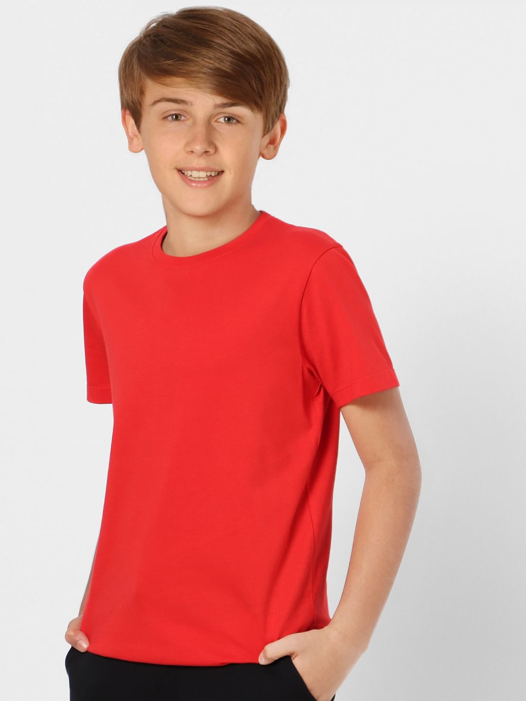 Boys Red Crew Neck T-shirt