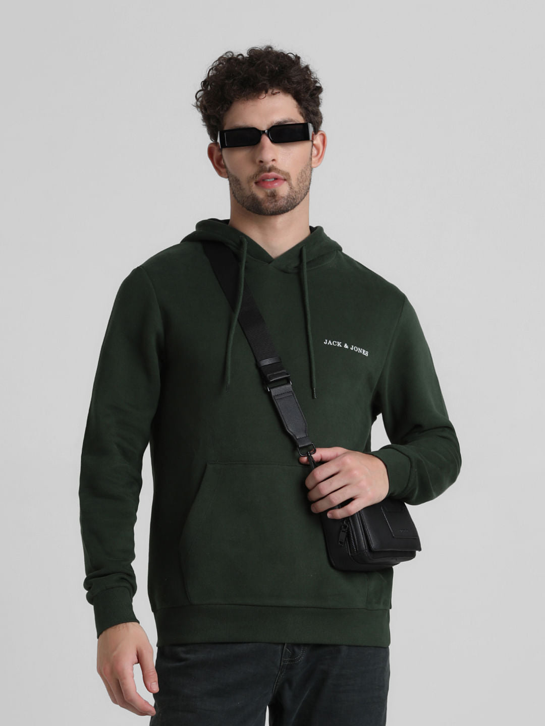 Green Logo Print Hooded Sweatshirt - S