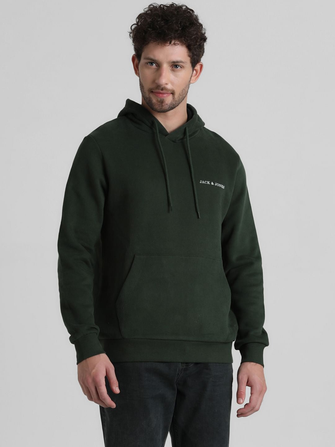 Green Logo Print Hooded Sweatshirt