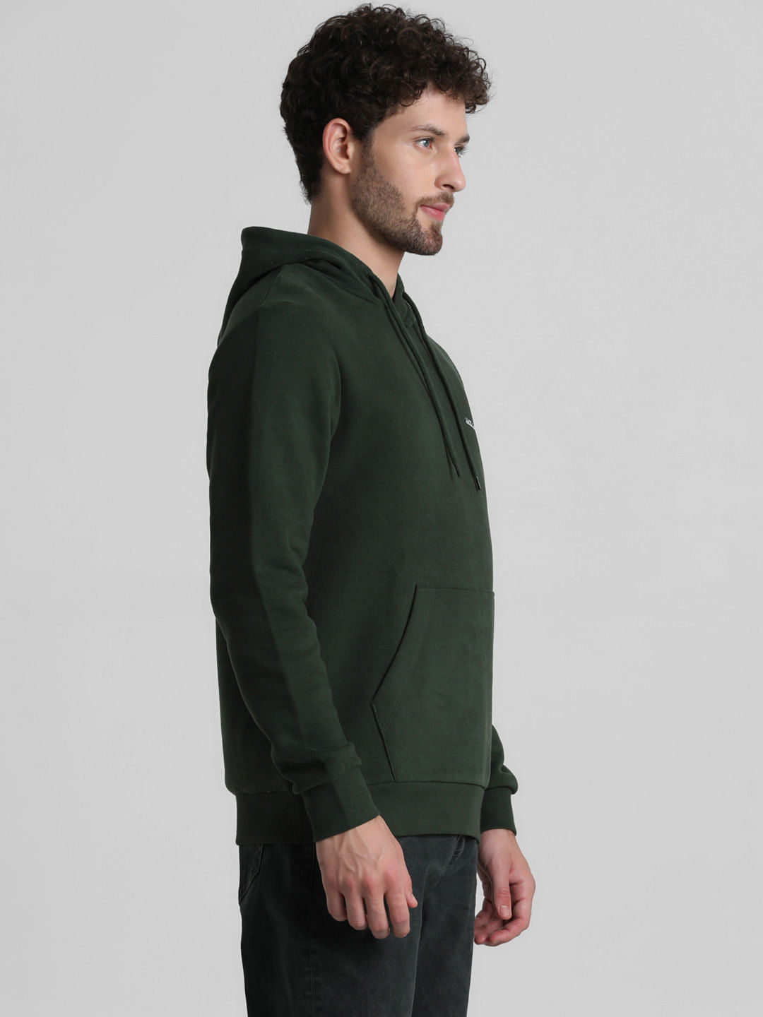 Green Logo Print Hooded Sweatshirt
