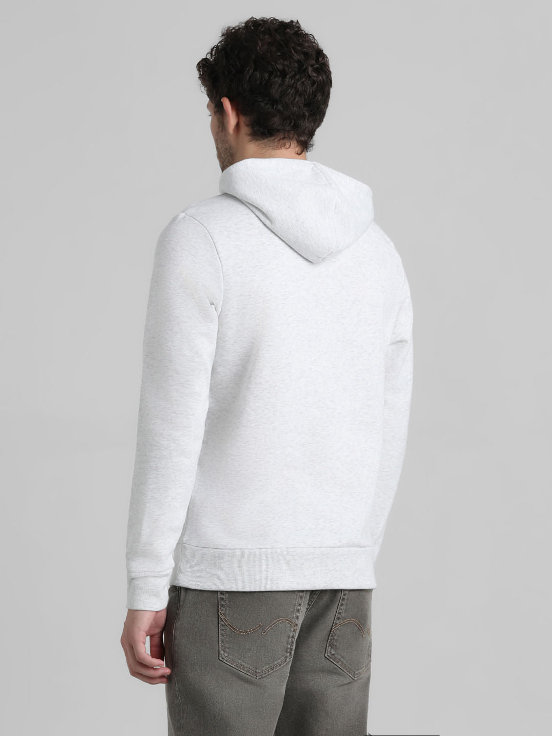 White Logo Print Hooded Sweatshirt