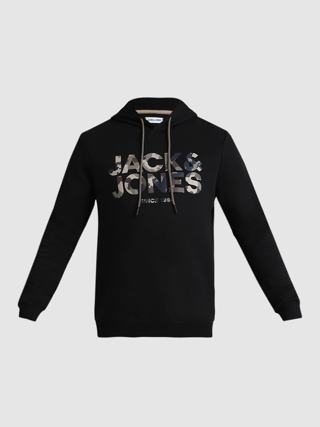 Black Logo Print Hooded Sweatshirt