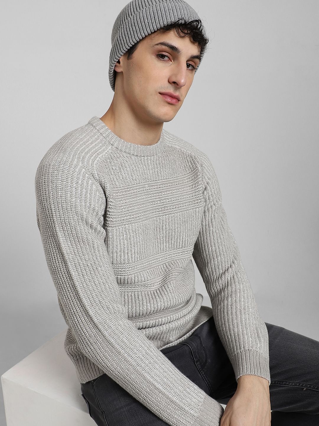 Light Grey Knitted Sweater - S
