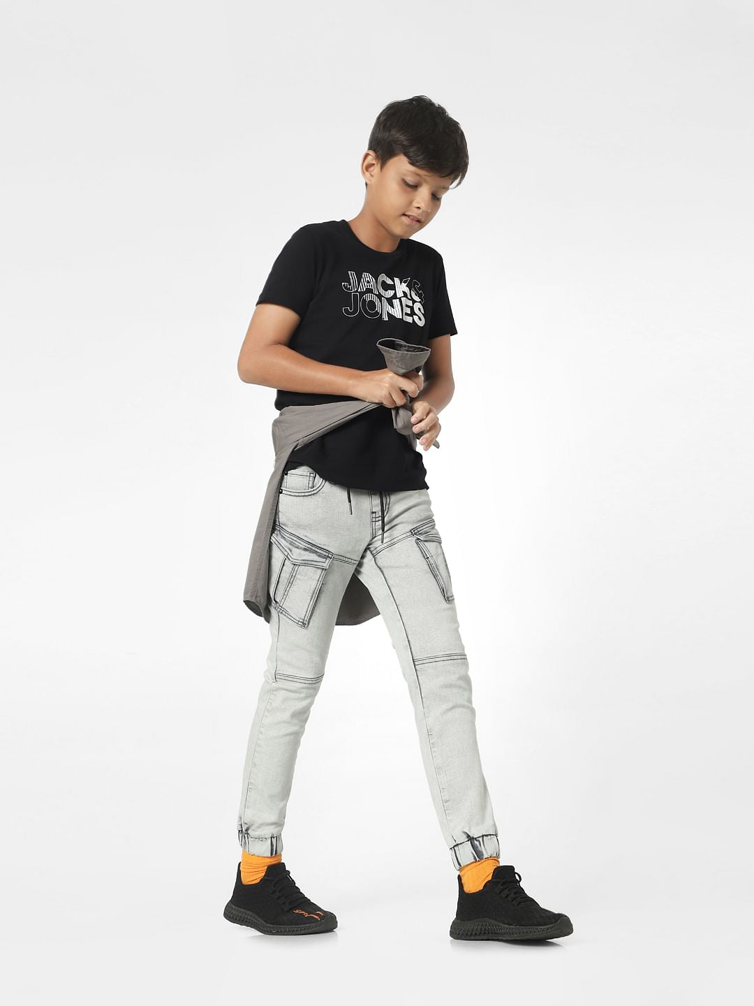 Grey Mid Rise Jogger Jeans - 4/5Y