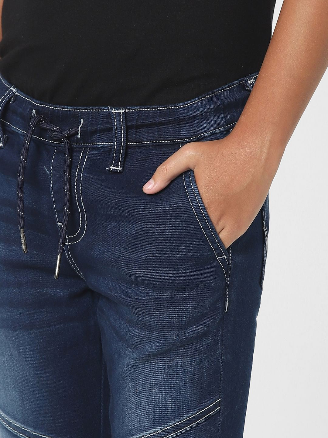 Blue Mid Rise Jogger Jeans