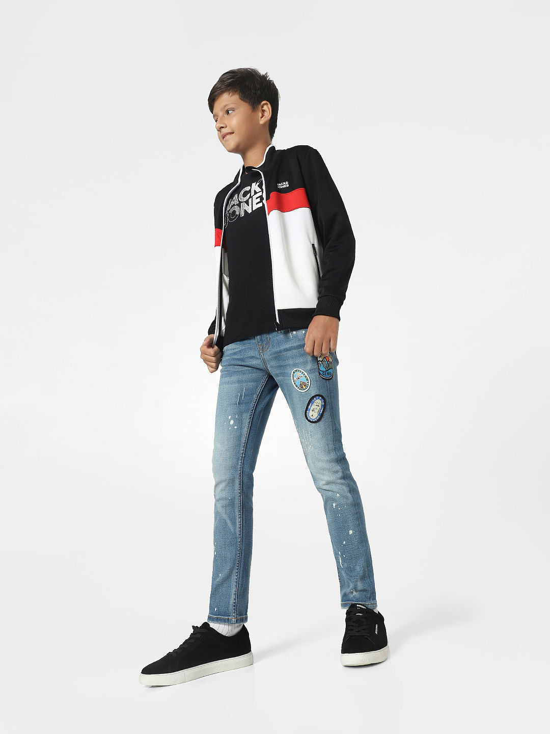 Blue Mid Rise Distressed Regular Jeans