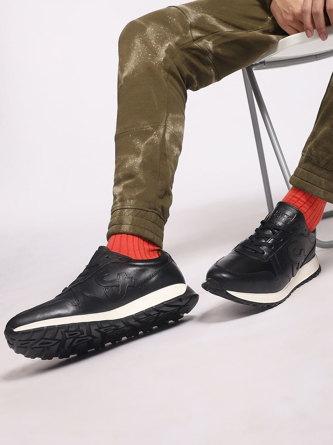 Black Leather Sneakers - 6