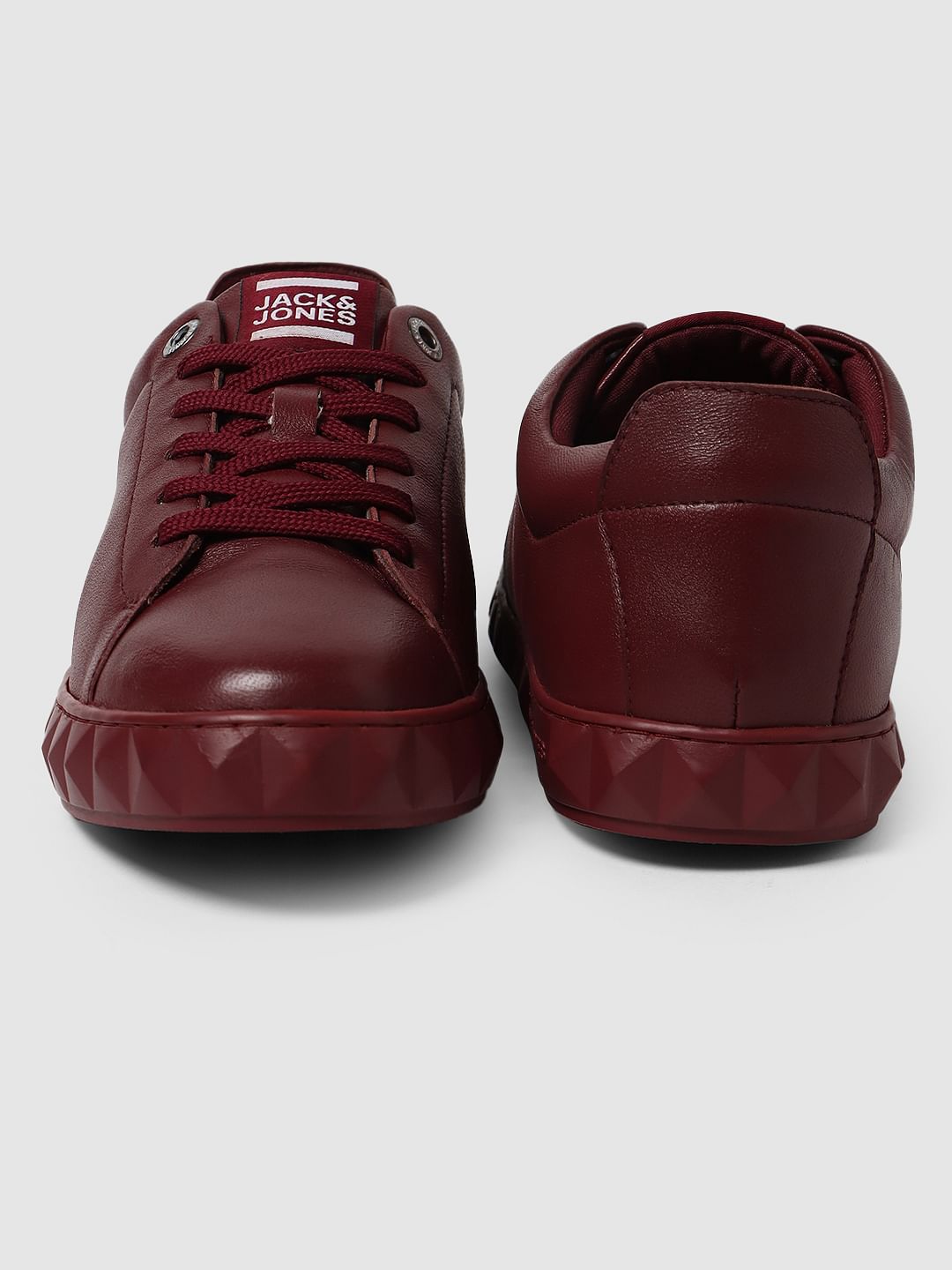 Maroon Leather Sneakers