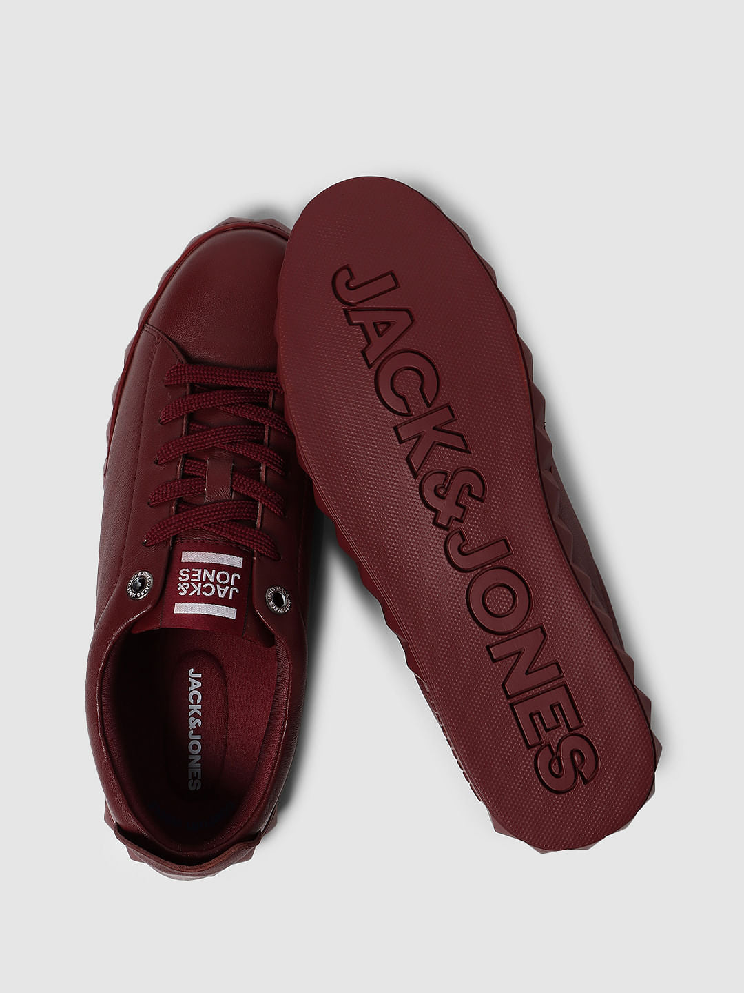 Maroon Leather Sneakers