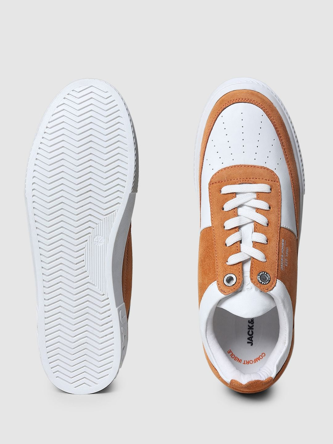 Orange Colourblocked Skater Sneakers