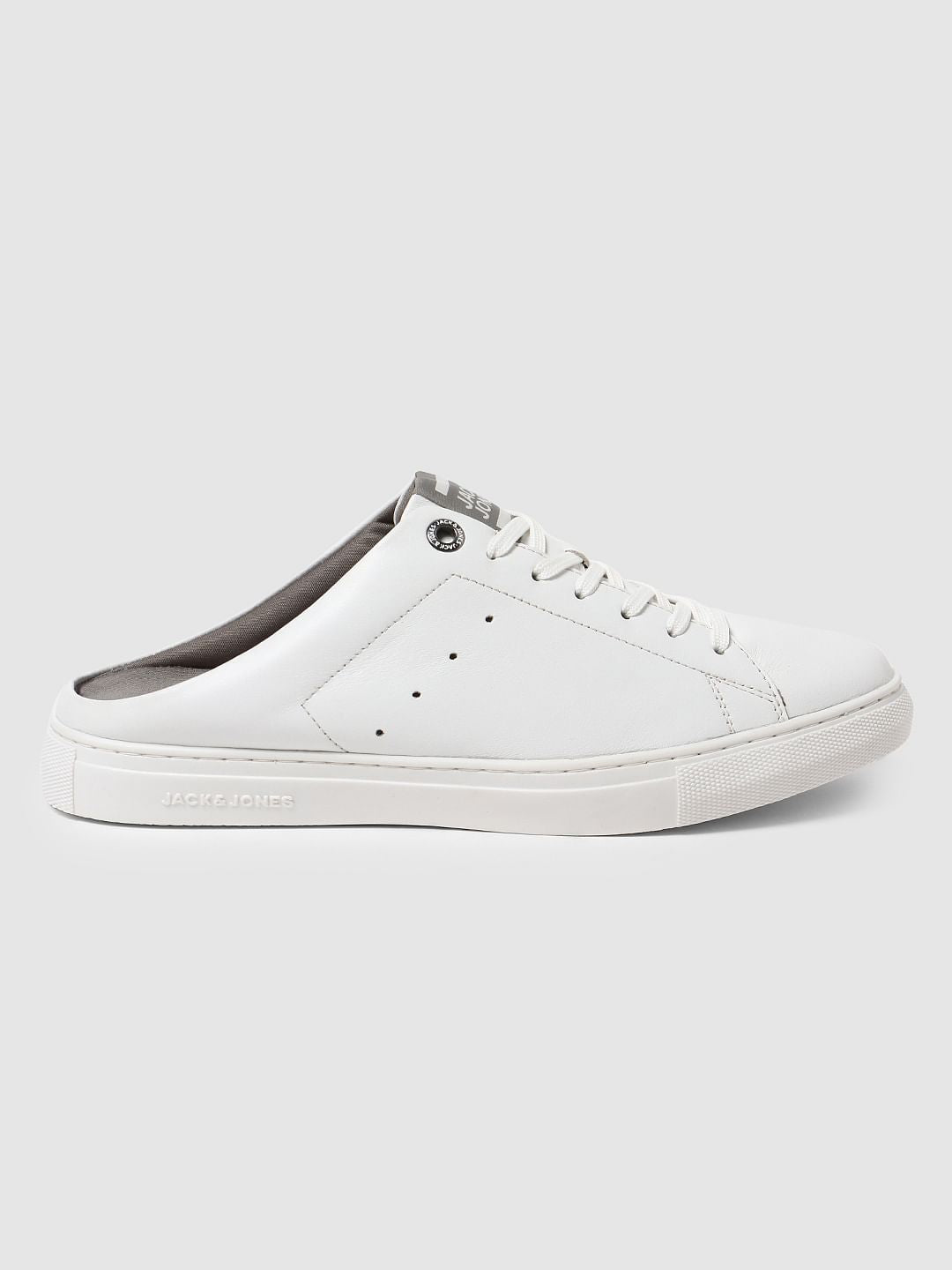 White Lace Up Mules