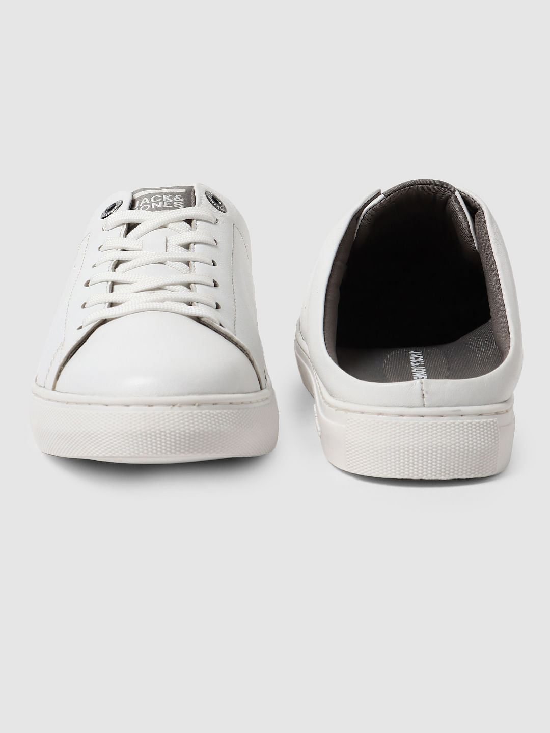 White Lace Up Mules