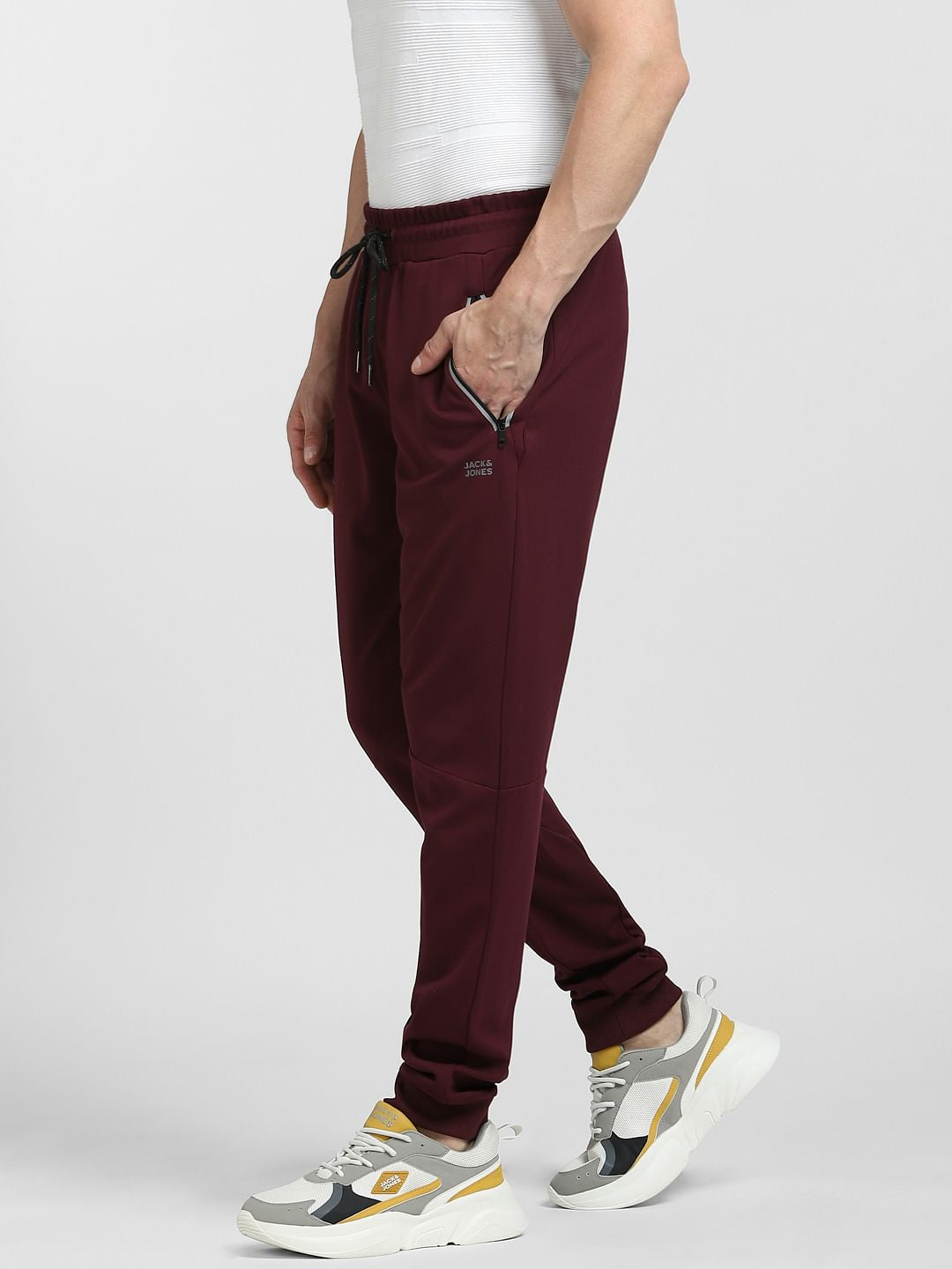 Burgundy Mid Rise Drawstring Sweatpants