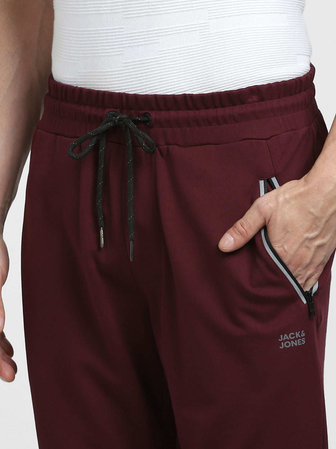 Burgundy Mid Rise Drawstring Sweatpants