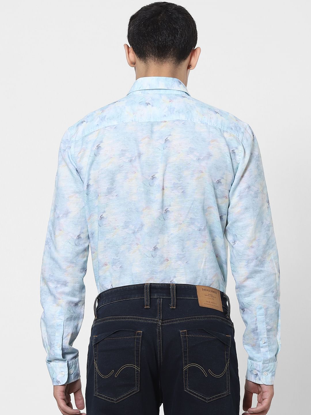 Blue Abstract Print Full Sleeves Shirt