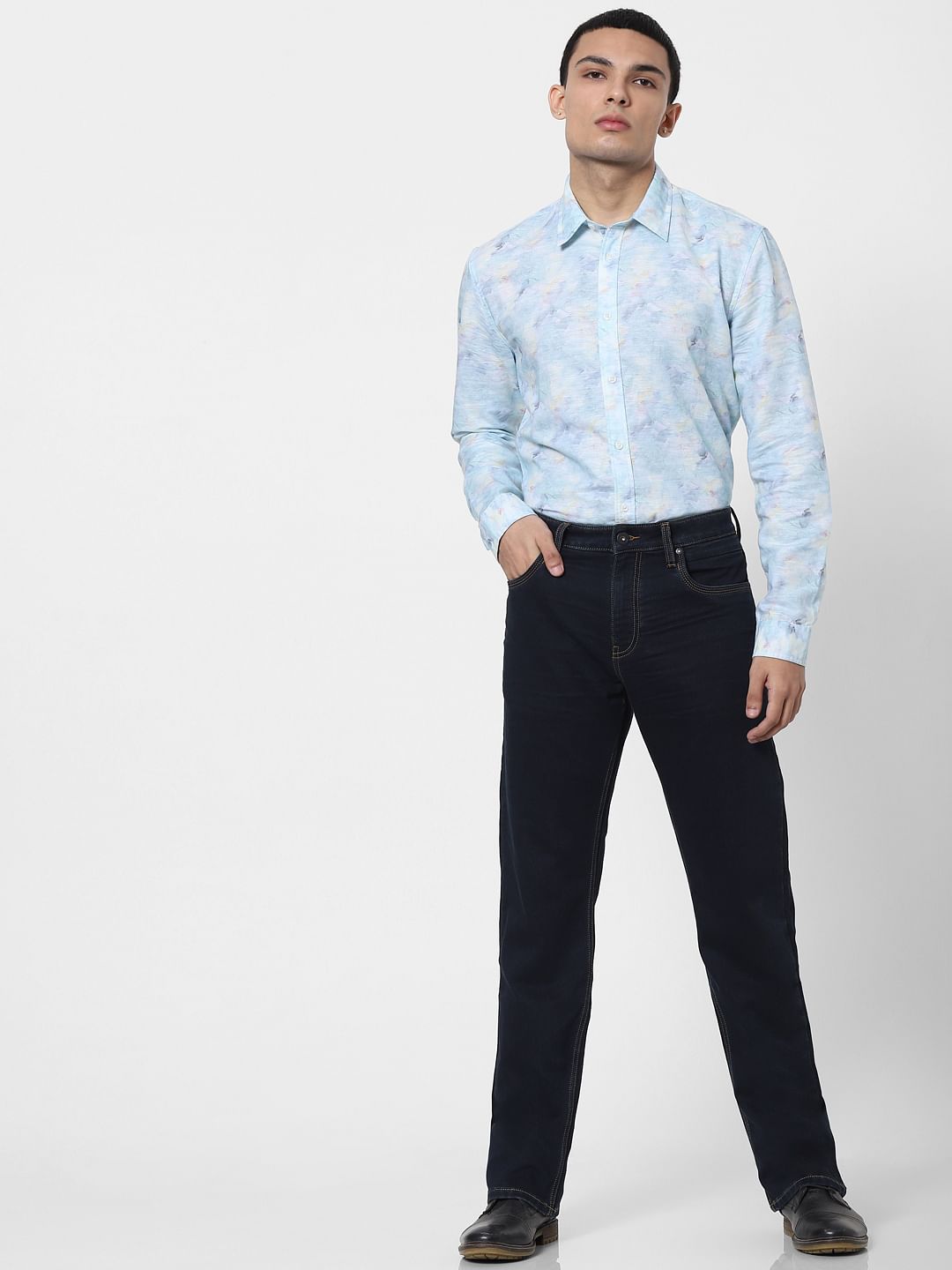 Blue Abstract Print Full Sleeves Shirt