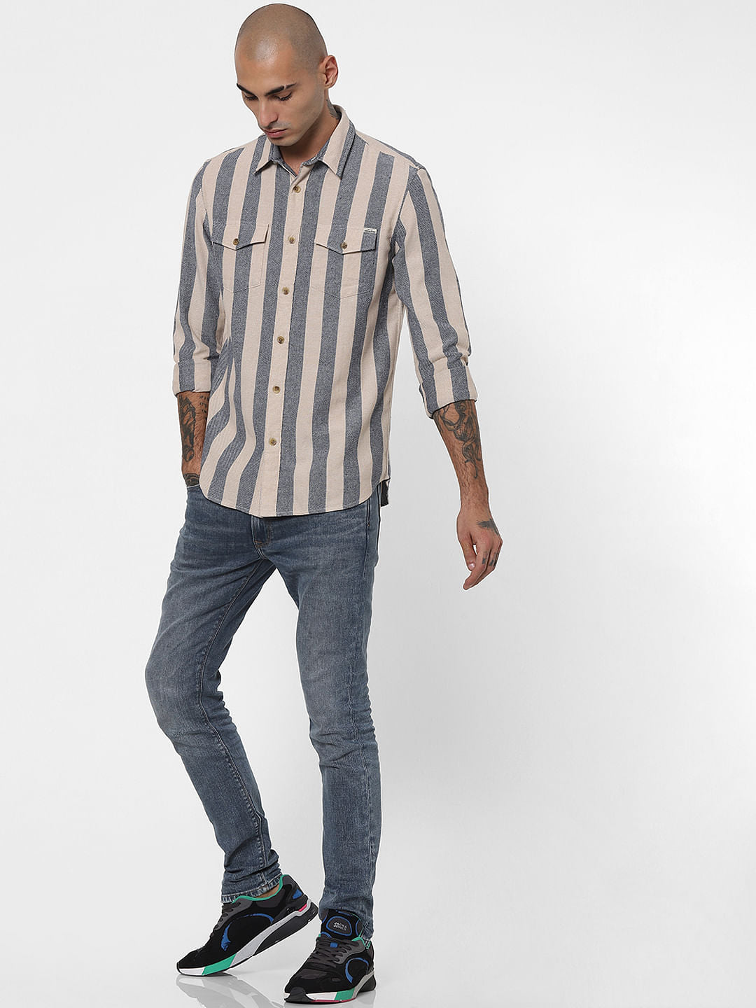 Beige Striped Shirt - S