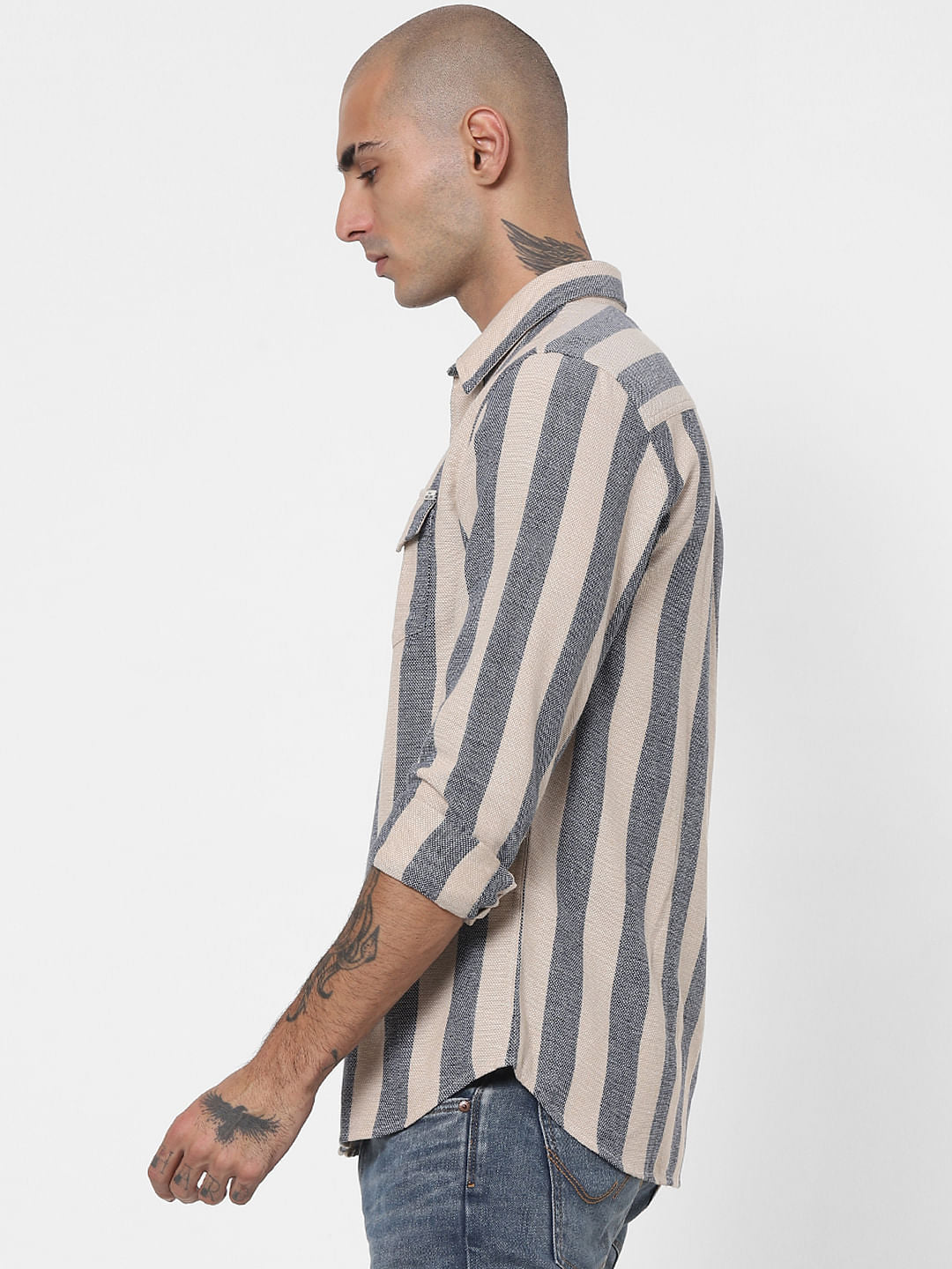 Beige Striped Shirt