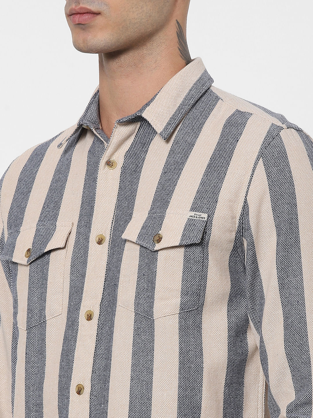 Beige Striped Shirt