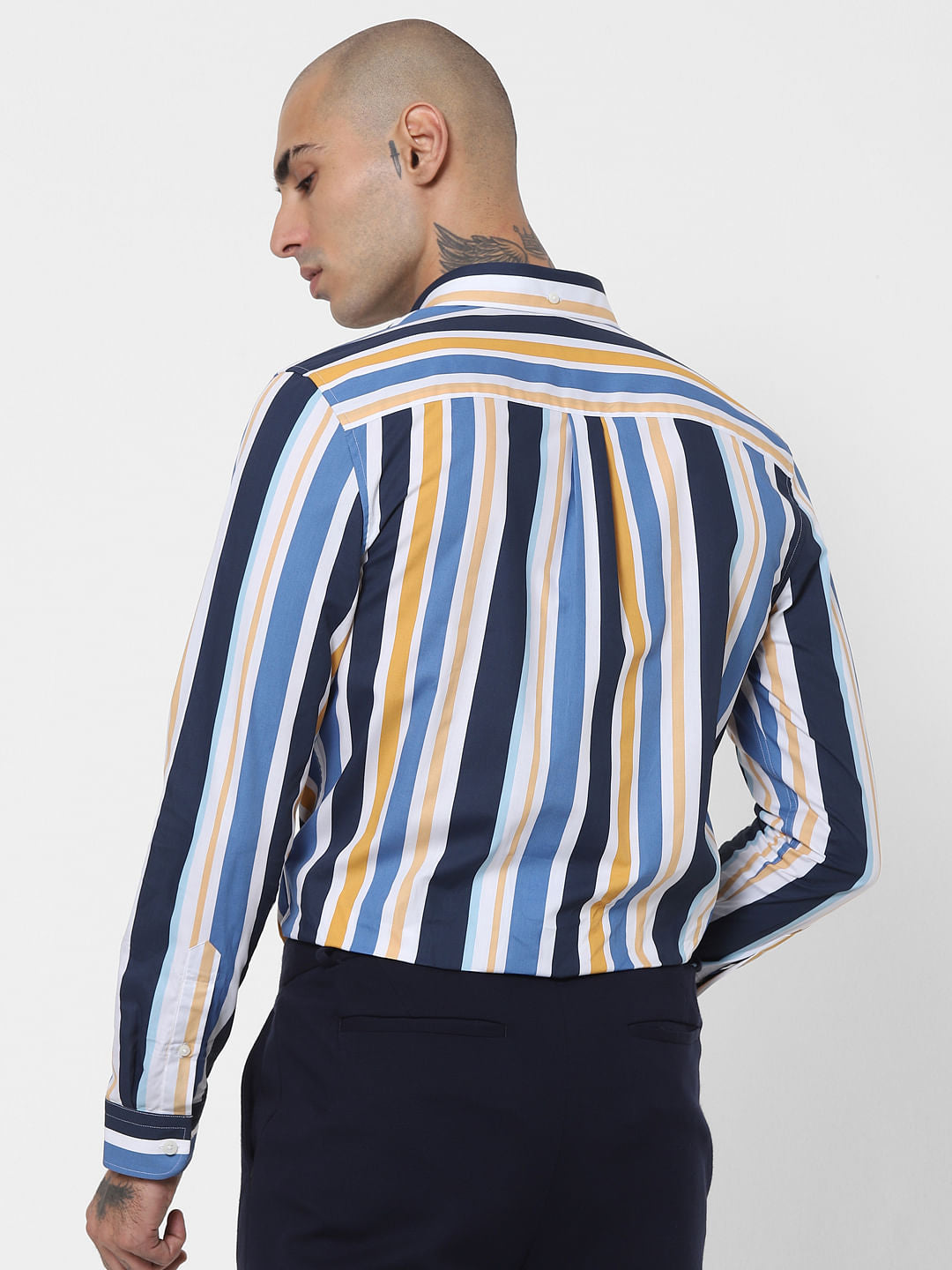 Blue Striped Full Sleeves Shirt