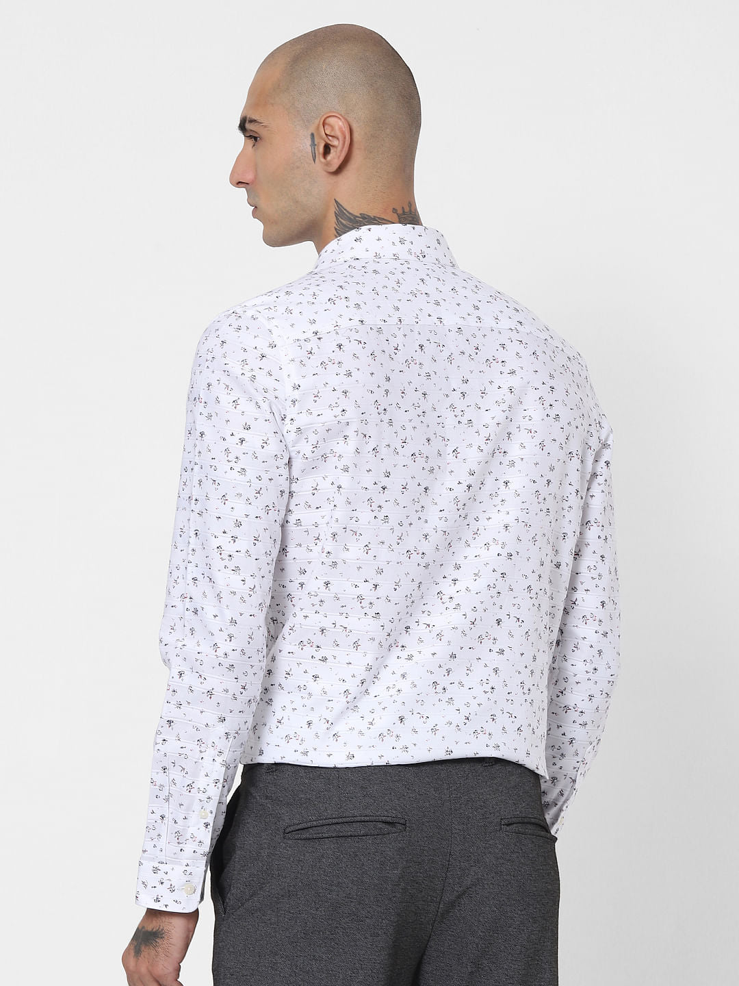 White Floral Full Sleeves Shirt