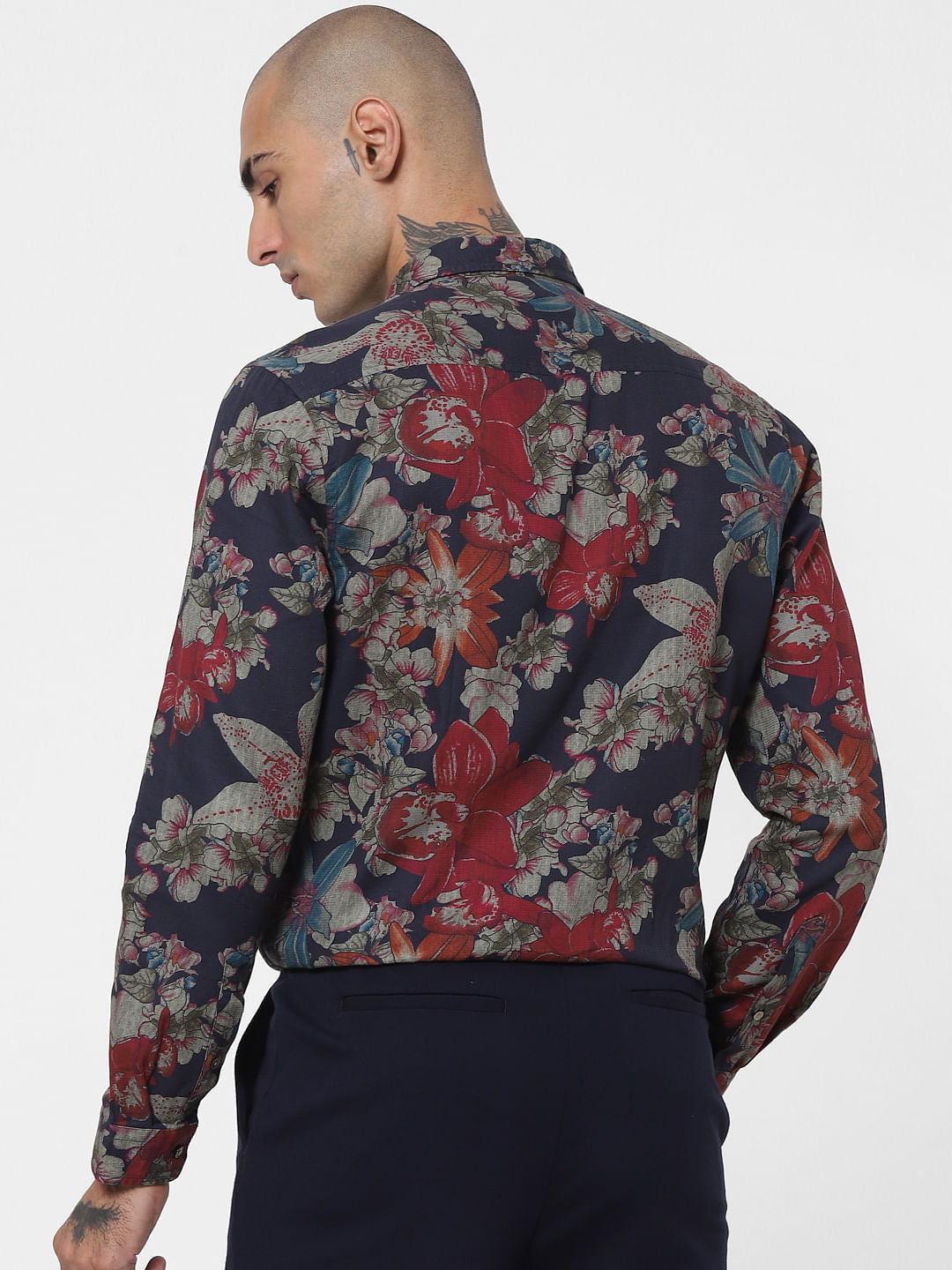 Blue Floral Full Sleeves Shirt
