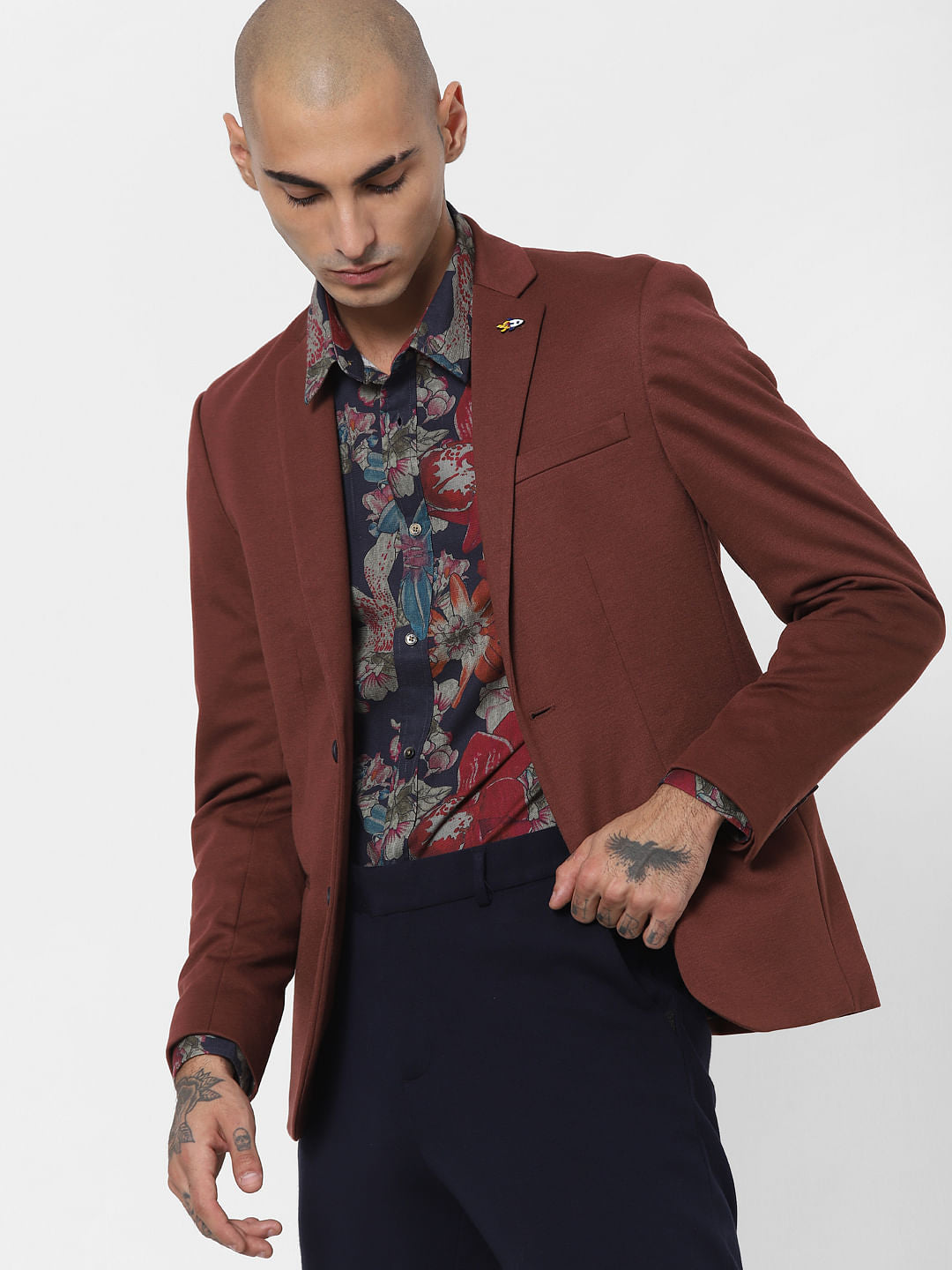 Blue Floral Full Sleeves Shirt