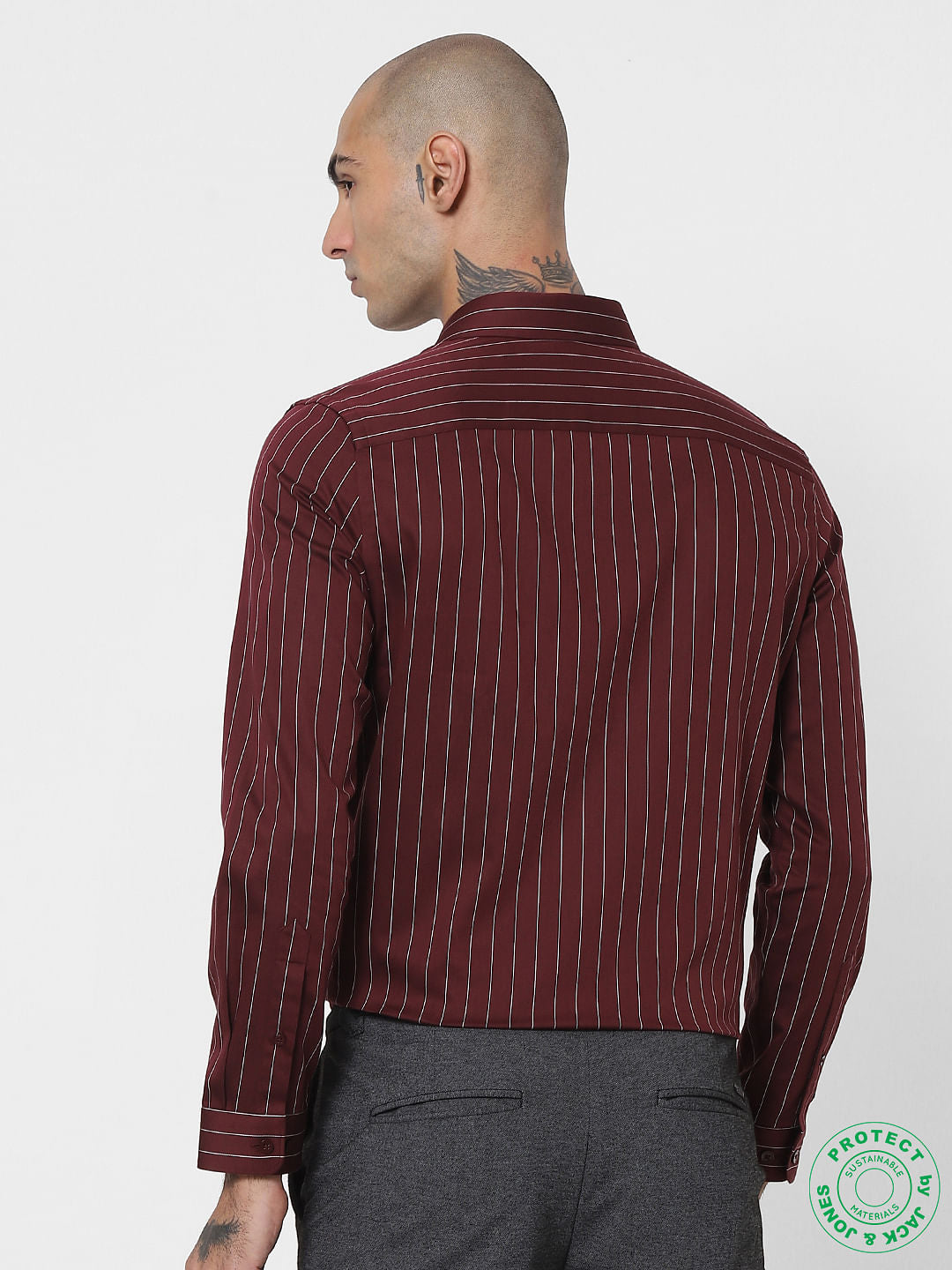 Maroon Pinstripe Full Sleeves Shirt