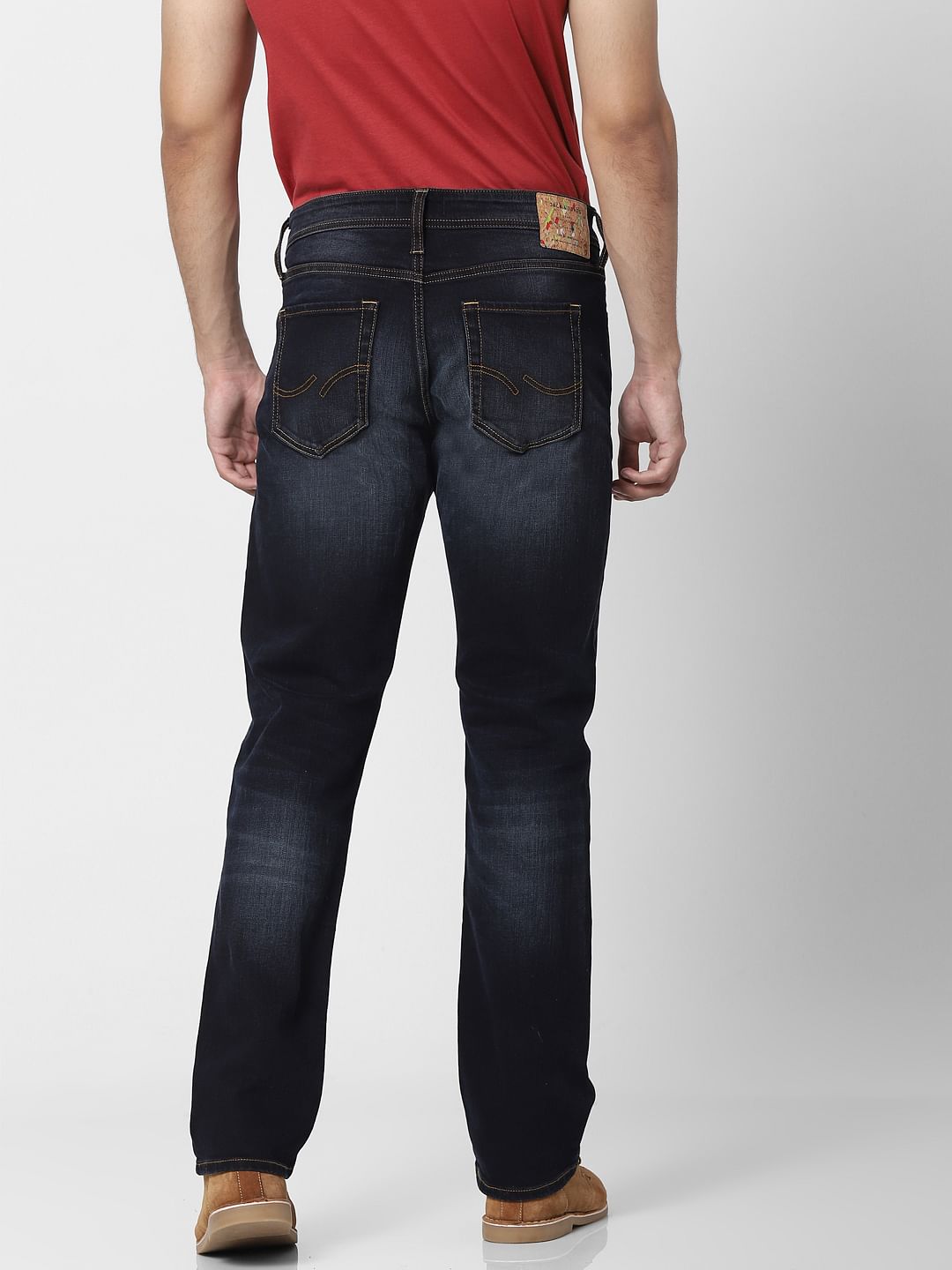 Blue Mid Rise Clark Regular Fit Jeans