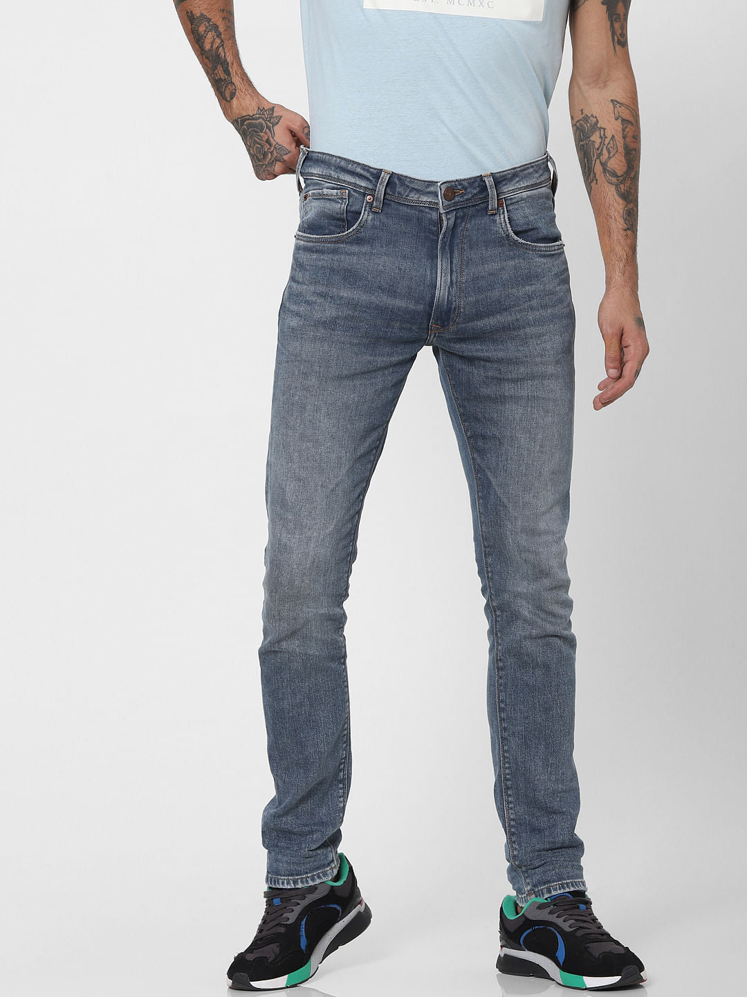 Blue Low Rise Washed Liam Skinny Jeans