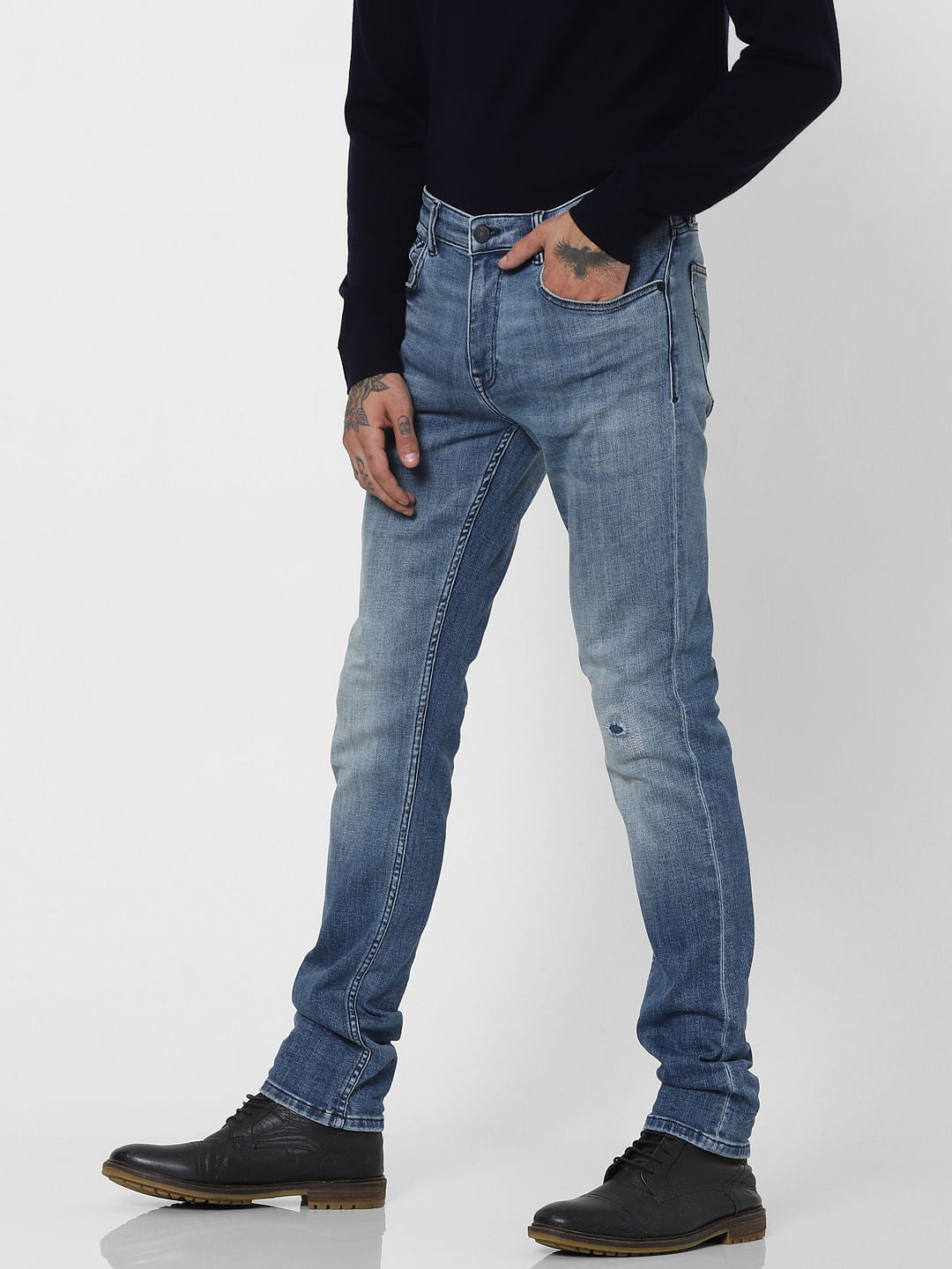 Blue Low Rise Washed Ben Skinny Jeans