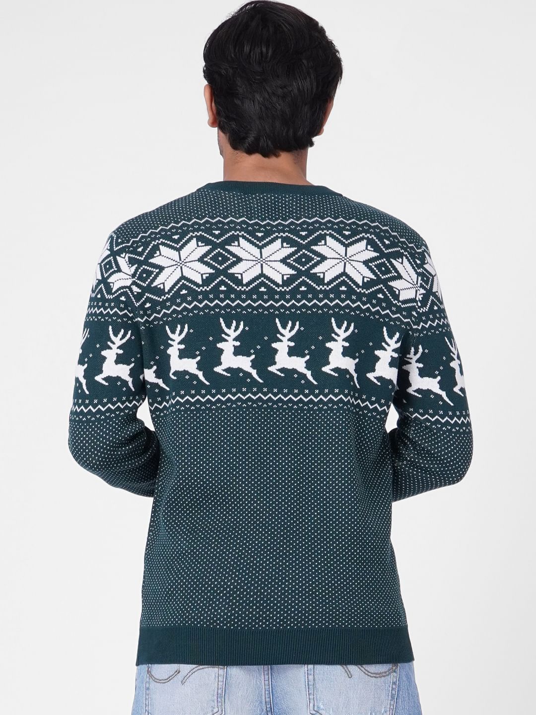 Turquoise Printed Knit Pullover