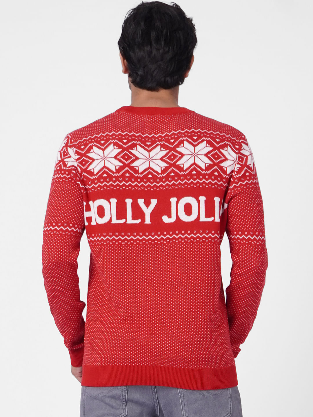 Red Printed Knit Pullover