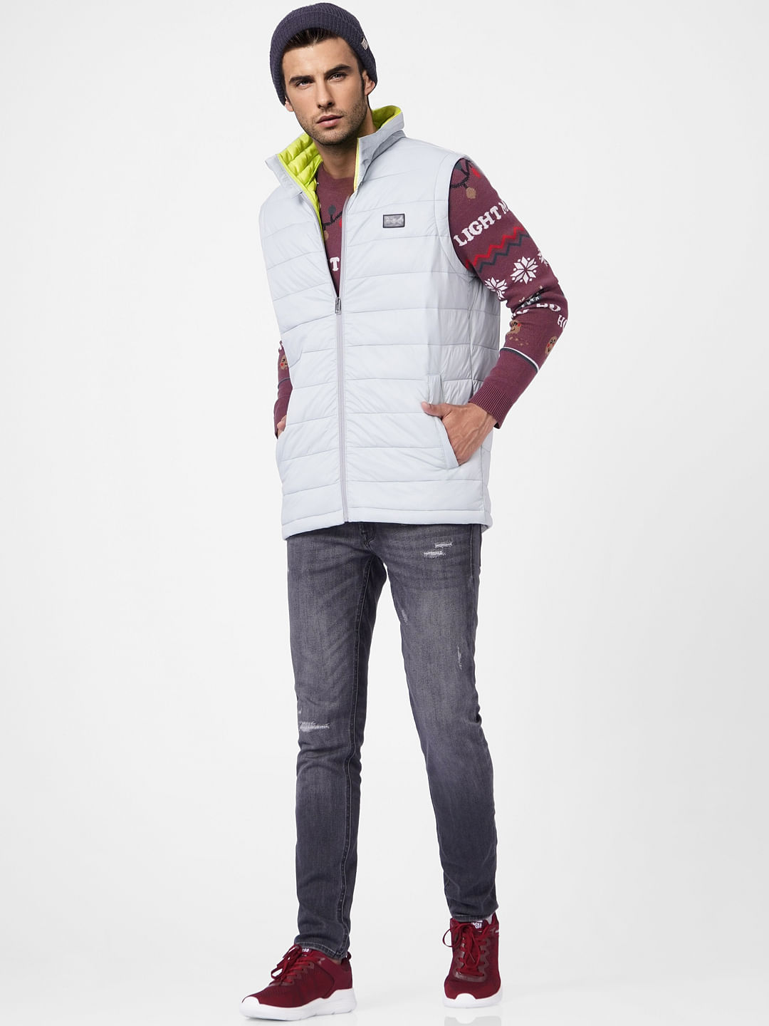 Maroon X-Mas Print Pullover